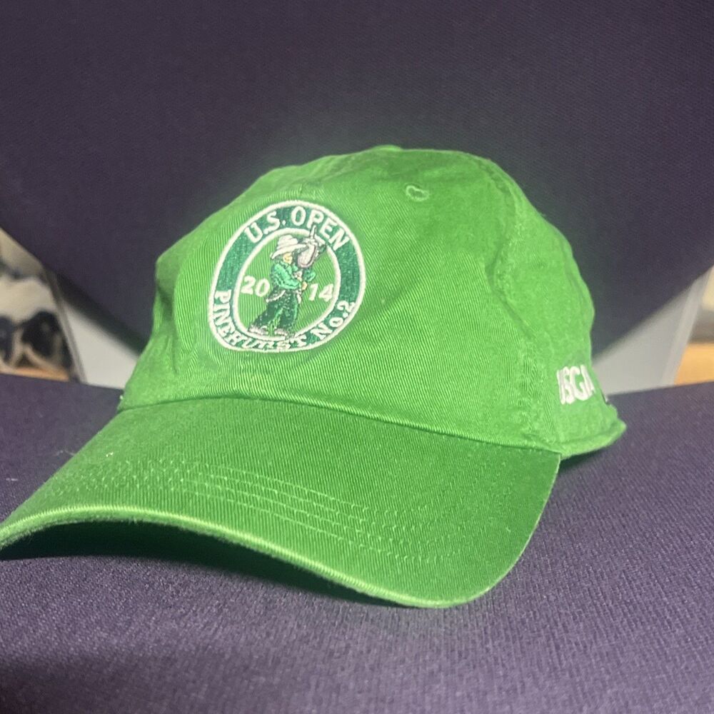 US Open Hat Cap Green Adjustable Strap Back 2014 Pinehurst No 2 Golf